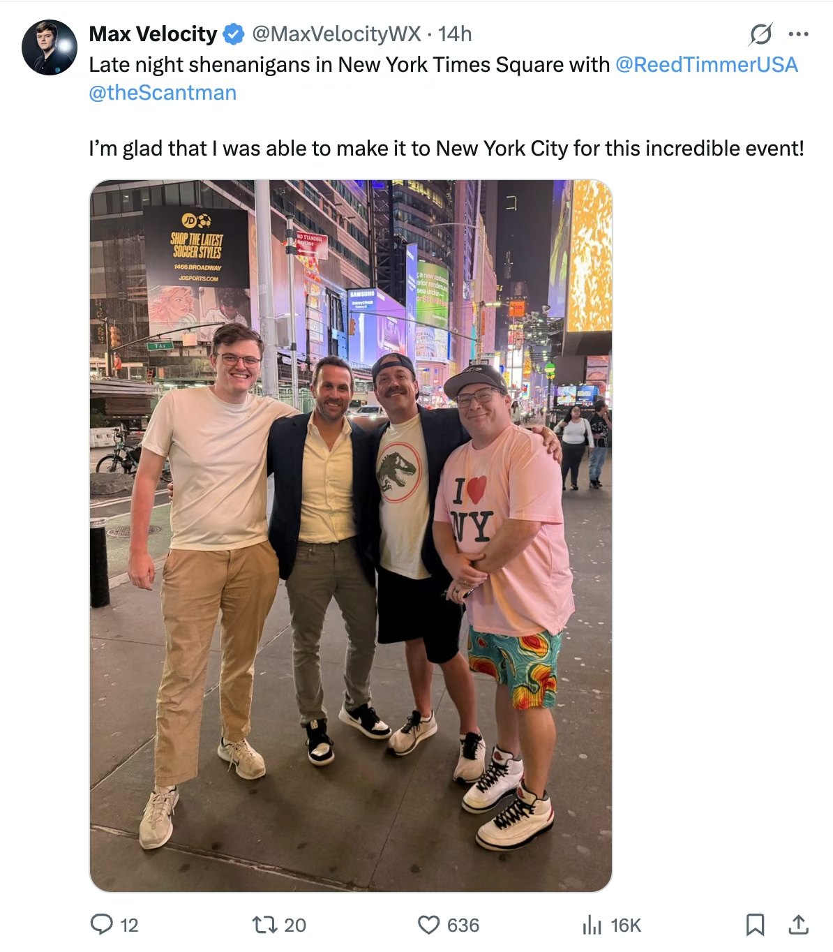 Max Velocity with Reed Timmer in Times Square on premiere night